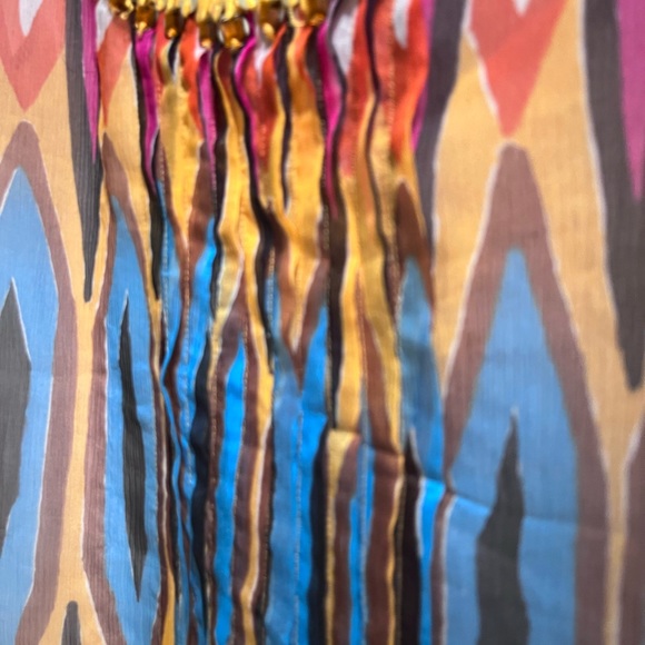 Tory Burch Lined Silk Blouse Tank with beading sequins neckline, Ikat Print sz10 - Picture 3 of 8